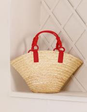 verano hasır çanta kırmızı