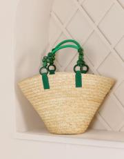 verano hasır çanta yeşil